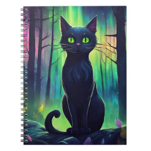 Mystische Katze der Nordlichter Notizblock