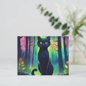 Mystische Katze der Nordlichter Postkarte (Stehend Vorderseite)