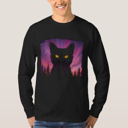 Mystische Katze im Twilight-Wald T-Shirt (Vorderseite)