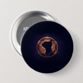 Mystische Katze innerhalb des heiligen Kreises Button (Vorne & Hinten)