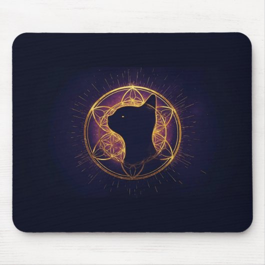 Mystische Katze innerhalb des heiligen Kreises Mousepad (Vorne)