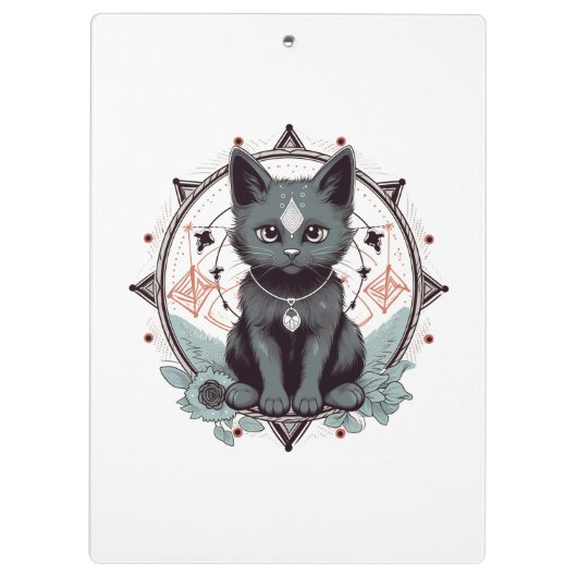Mystische Katze Klemmbrett (Rückseite)