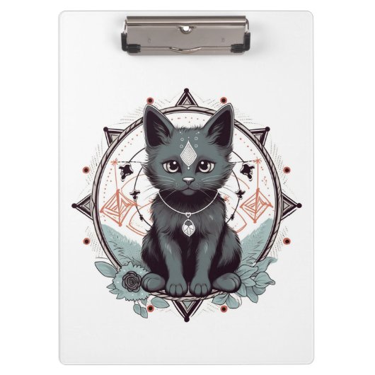 Mystische Katze Klemmbrett (Vorderseite)