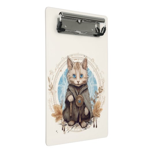 Mystische Katze Mini Klemmbrett (Schrägansicht)