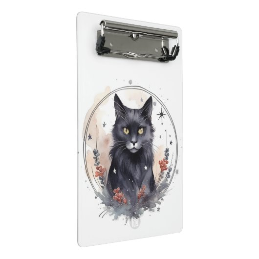 Mystische Katze Mini Klemmbrett (Schrägansicht)
