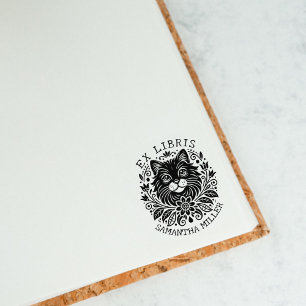 Mystische Katze mit Blume Buch Ex Libris Gummistempel