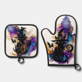 Mystische Katze Ofenhandschuh & Topflappen-Set (Vorderseite)