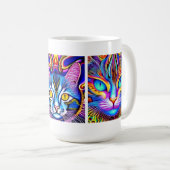 Mystische Katze | Psychedelische Kunst Kaffeetasse (VorderseiteRechts)