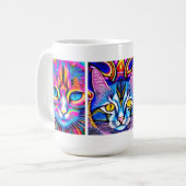Mystische Katze | Psychedelische Kunst Kaffeetasse (Vorderseite Links)