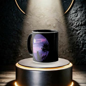 Mystische Katze unter dem Mond - Träume Lila Nacht Zweifarbige Tasse