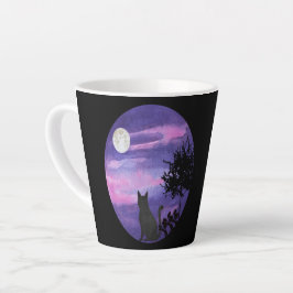 Mystische Katze unter dem Mond – Träumende purpurn Milchtasse