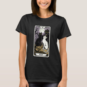 Mystische Katze unter Mond-Tarot-Stil T-Shirt