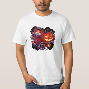 Mystische Katzen und glühende Pumpkins T-Shirt