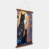 Mystische Katzen Wandteppich Mit Holzrahmen (Gewinkelt)