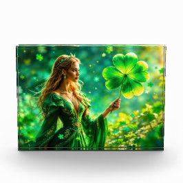 Mystische Kleebeschicht des St. Patrick Day Fotoblock