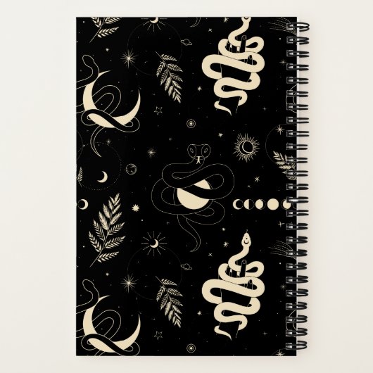 Mystische Kosmik mit Schlangen, Fernen, Sternen un Notizblock (Rückseite)