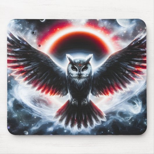 Mystische Kosmische Himmlische Eule Mousepad (Vorne)