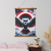 Mystische Kosmische Himmlische Eule Wandteppich Mit Holzrahmen (Schlafzimmer)
