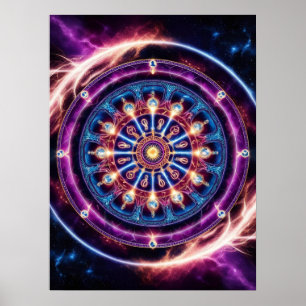 Mystische kosmische Zodiac Mandala - lebendige Mau Poster
