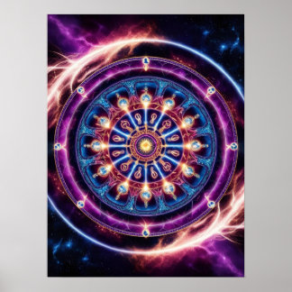 Mystische kosmische Zodiac Mandala - lebendige Mau Poster