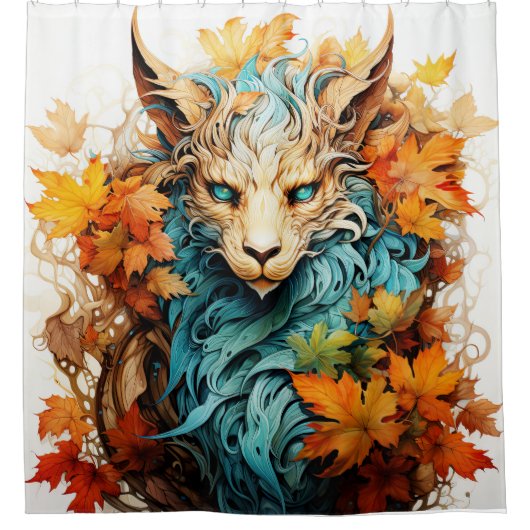 Mystische Kreatur der Herbstsaison Duschvorhang (Vorderseite)