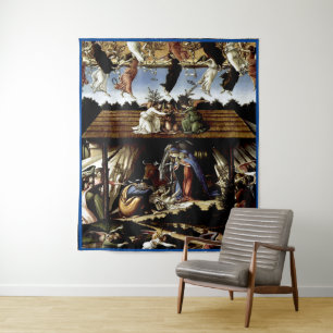 Mystische Krippe: Ölgemälde von Botticelli Wandteppich