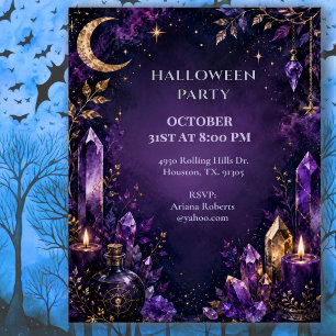 Mystische Kristallmond-Halloween-Party Einladung
