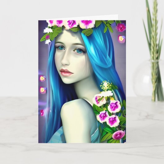 Mystische Kunst | Beautiful Blue Fairy Birthday Karte (Vorderseite)