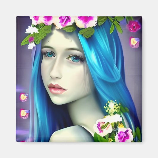 Mystische Kunst | Beautiful Blue Fairy Magnet (Vorne)