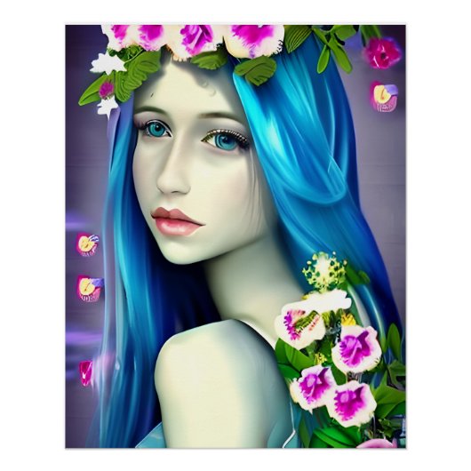 Mystische Kunst | Beautiful Blue Fairy Poster (Vorderseite)