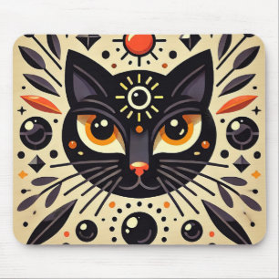 Mystische Kunst eines schwarzen Katers  Mousepad