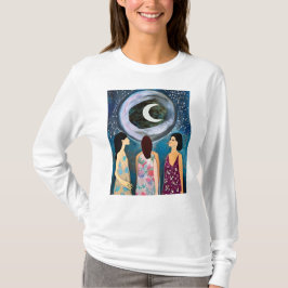Mystische Kunst | Frauen mit Blick auf den Mond T-Shirt