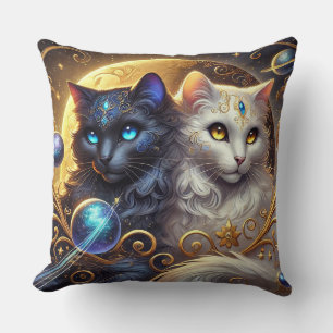 Mystische Kunstwerke von Himmels Katzen unter Ster Kissen