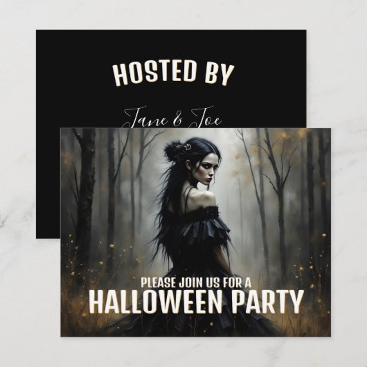 Mystische Lady im Dunklen Halloween-Wald (Vorne/Hinten)