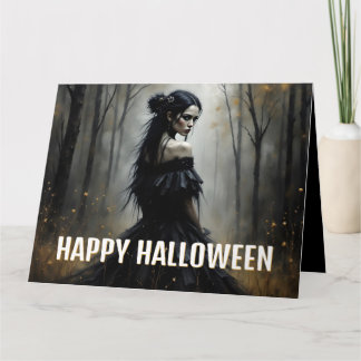 Mystische Lady im Dunklen Halloween-Wald Karte