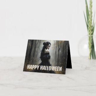 Mystische Lady im Dunklen Halloween-Wald Karte