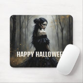 Mystische Lady im Dunklen Halloween-Wald Mousepad (Mit Mouse)