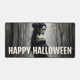 Mystische Lady im Dunklen Halloween-Wald Schreibtischunterlage