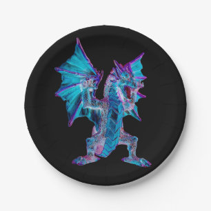 Mystische Lebendige Fantasy-Feier Aqua-Drache Pappteller