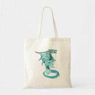 Mystische Lebendige Himmelblaue Drachen Kunstwerk Tragetasche