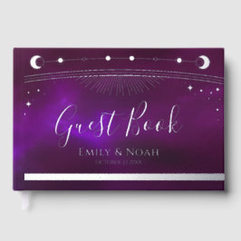 Mystische Lila Aquamarine Sonnenstrahlen Hochzeit Gästebuch