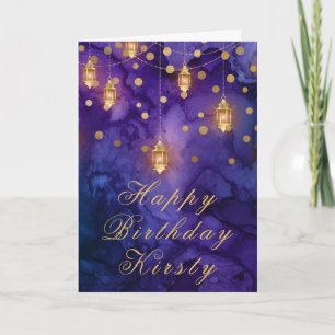 Mystische lila blaue Laternenfee Bokeh Geburtstag Karte