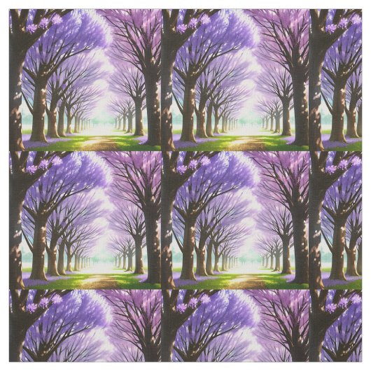 Mystische Lila blühende Jacaranda-Bäume, Gewebe Stoff (Muster)