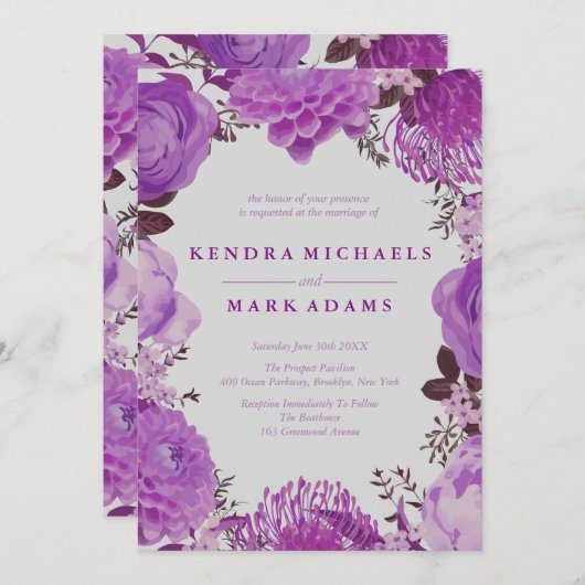 Mystische Lila Blumenbeschwerden Einladung (Vorne/Hinten)