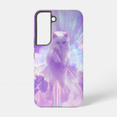 Mystische Lila Katze Surreal Galaxy Kunstgeschicht Samsung Galaxy Hülle (Rückseite)