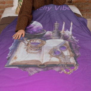 Mystische Lila Kristalle und Inspiriertes Tarot Fleecedecke