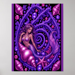 Mystische lila Meerjungfrau Fantasy-Kunst Magisc Poster