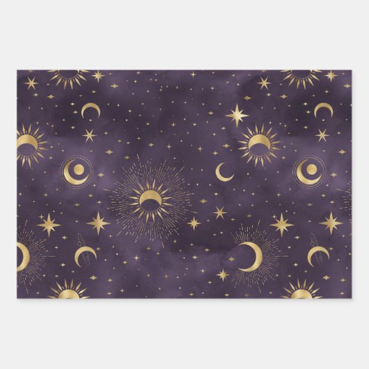 Mystische Lila Papiertücher Geschenkpapier Set (Vorderseite)