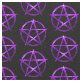 Mystische Lila Pentagramme auf Black Cheeky Hexe® Stoff