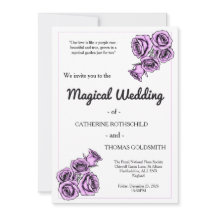 Mystische lila Rosen Hochzeitseinladung